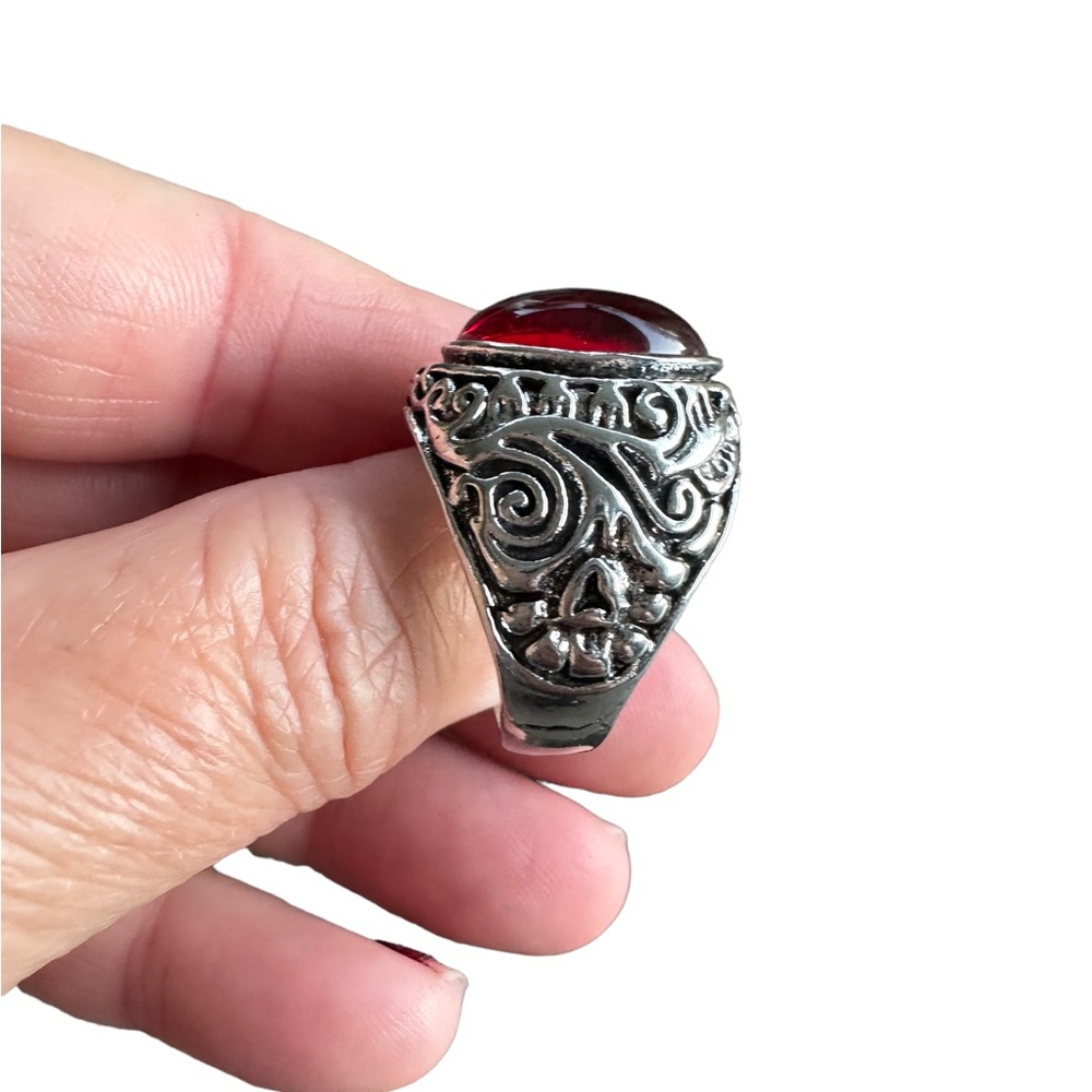 Ruby Stone Class Ring Style Ring - Picture 7 of 10